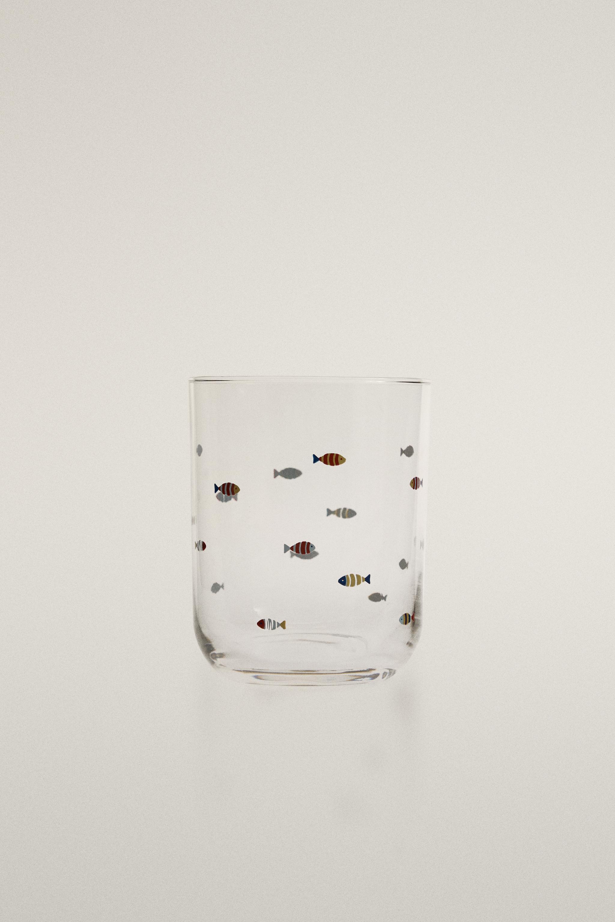 VERRE EN VERRE MOTIF POISSONS
